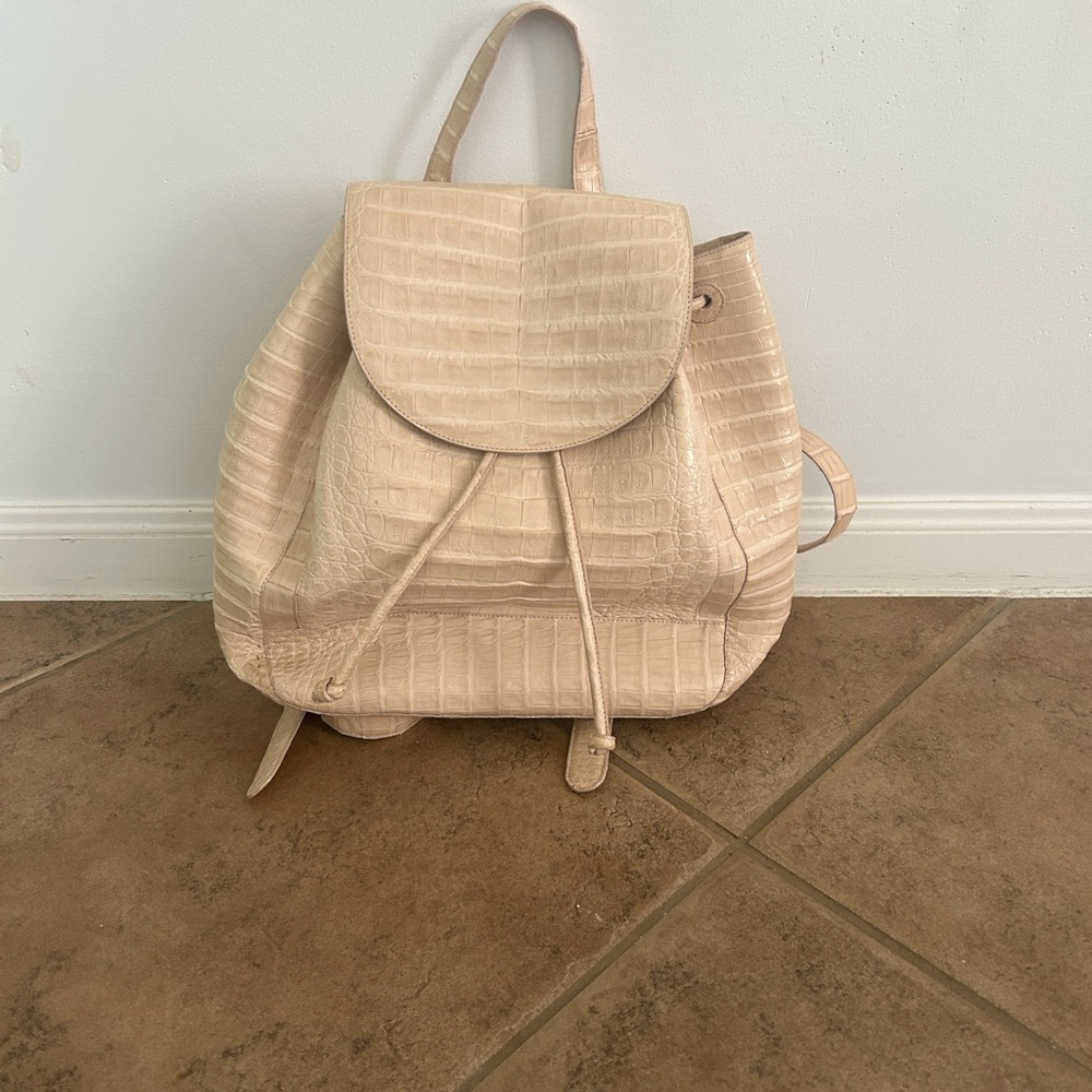 Nancy Gonzalez Cream Crocodile Leather Backpack